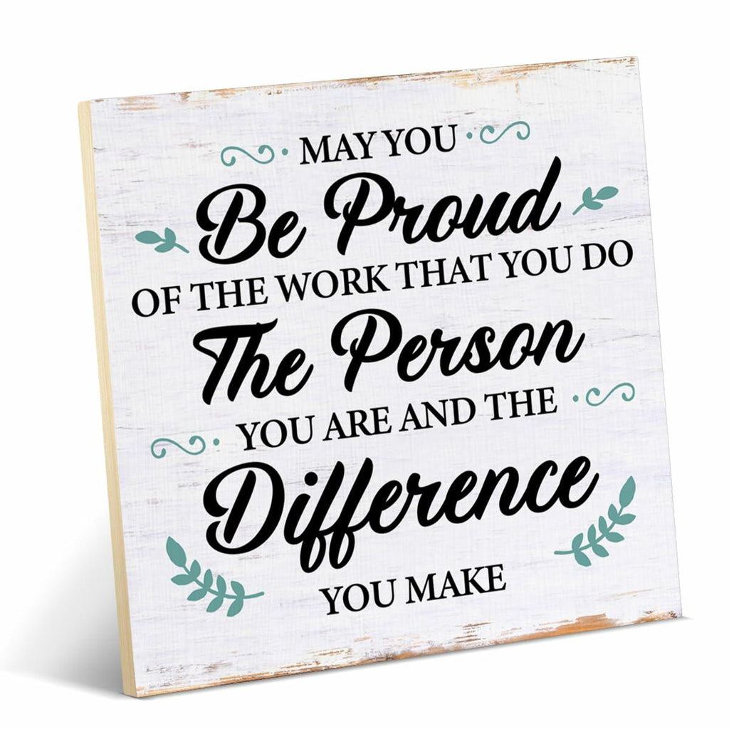 Coworker Retirement Wood Sign Desk Decor 6.3x6.3 Inch Home Office Gift