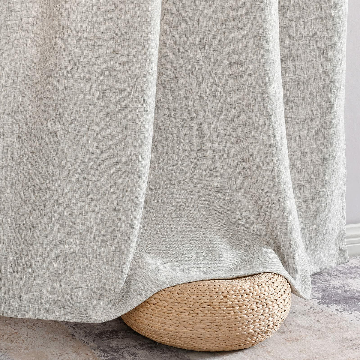 Jinchan Faux Linen Burlap Curtains 63" Heathered Gray 2pc Grommet Panels