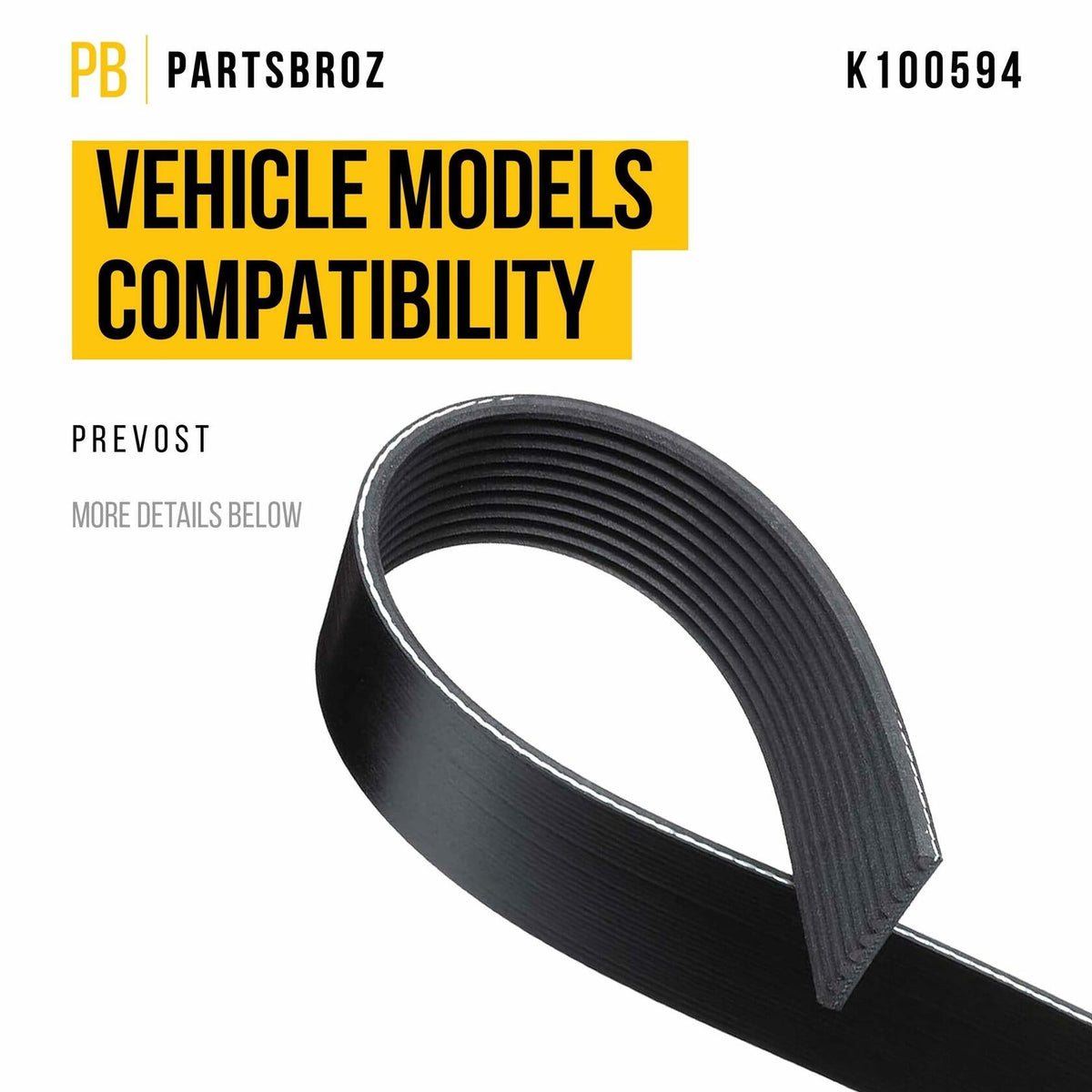 PartsBroz K060598 Micro-V Serpentine Drive Belt Compatible with Gates Black