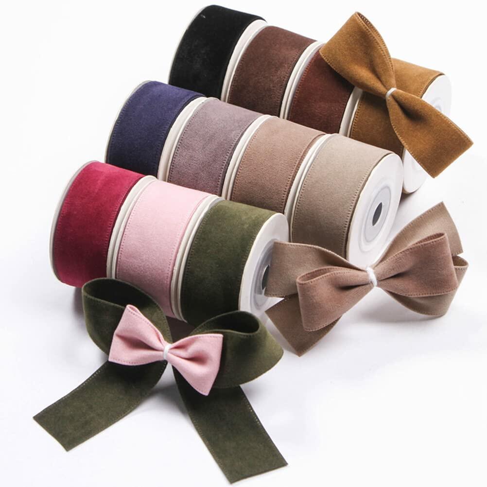 LATUROP Double Face Velvet Ribbon 1in x 10yd Black for DIY Crafts