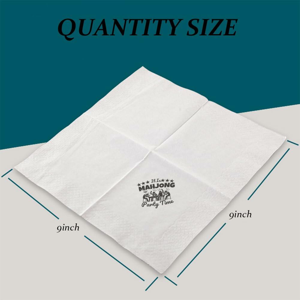 VOWFOO Mahjong Cocktail Napkins 100pcs 5x5 2-ply Mahjong Retirement Plan