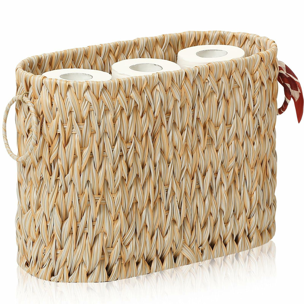ELINZINE Toilet Paper Holder & Storage Basket for 6 Mega Rolls Grey 1 Pack