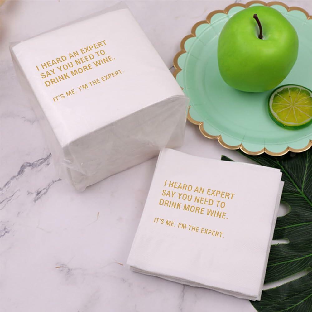 VOWFOO Rosé Rinse Repeat Cocktail Napkins 4.5x4.5 2-ply 100pcs Rosé