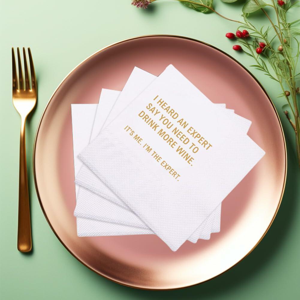 [Like New] VOWFOO Funny Quotes Cocktail Napkins 4.5x4.5 2-ply 100pcs Gossip