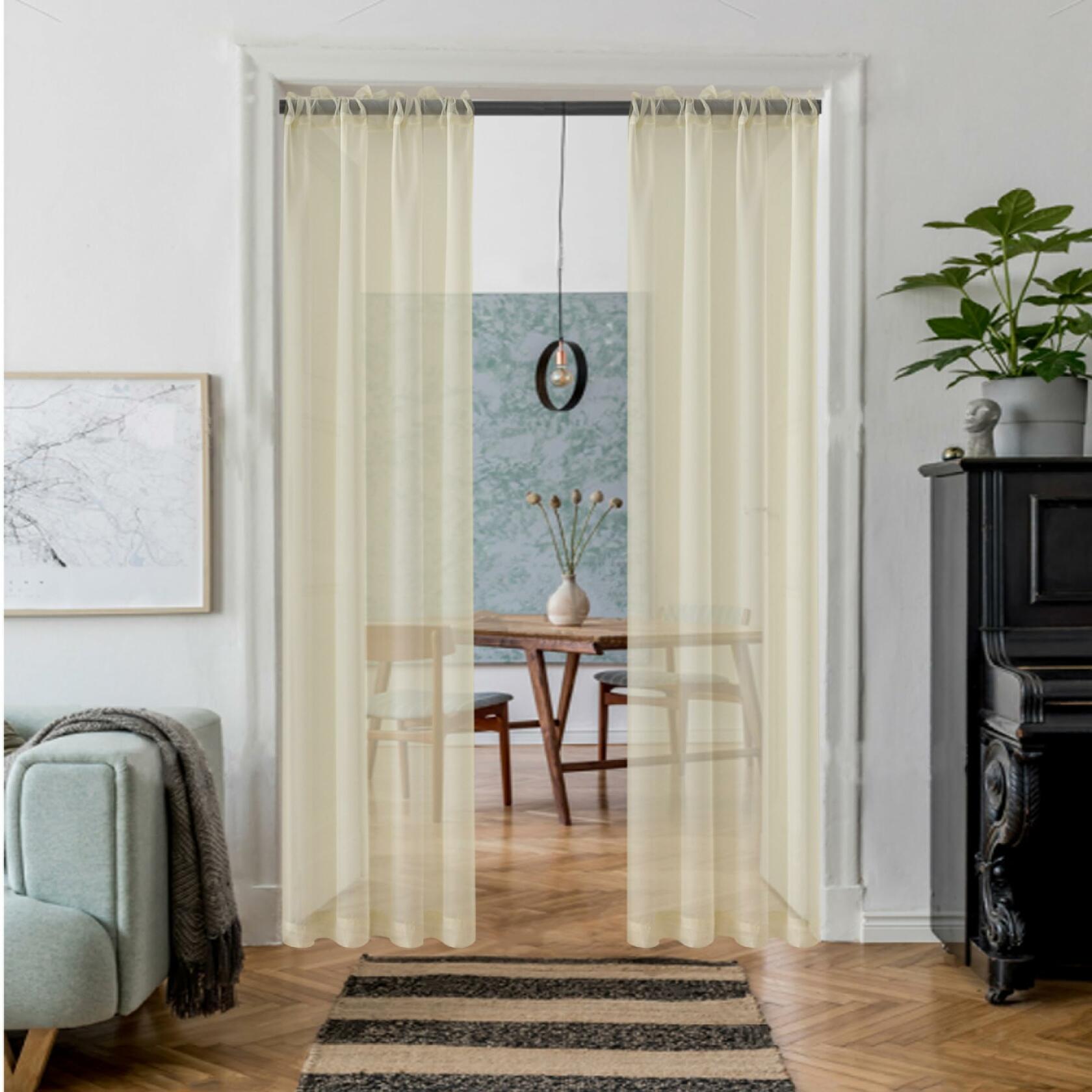 AZRMT Curtains 2 Panels 37x120 Inches Long Grey Sheer Rod Pocket Drapes
