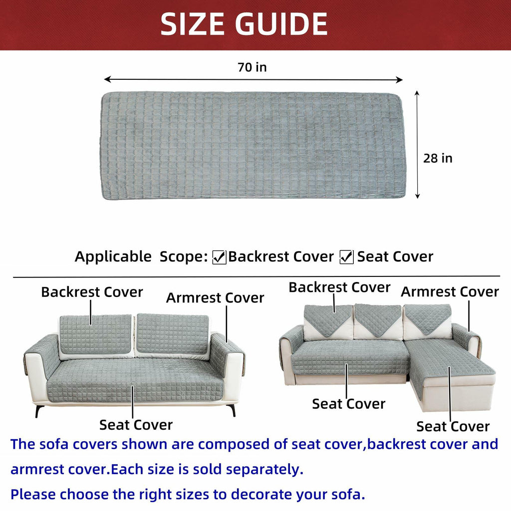 TAOMOCASTL Corduroy Sectional Sofa Cover Non Slip Washable Gray 28x70 1pc