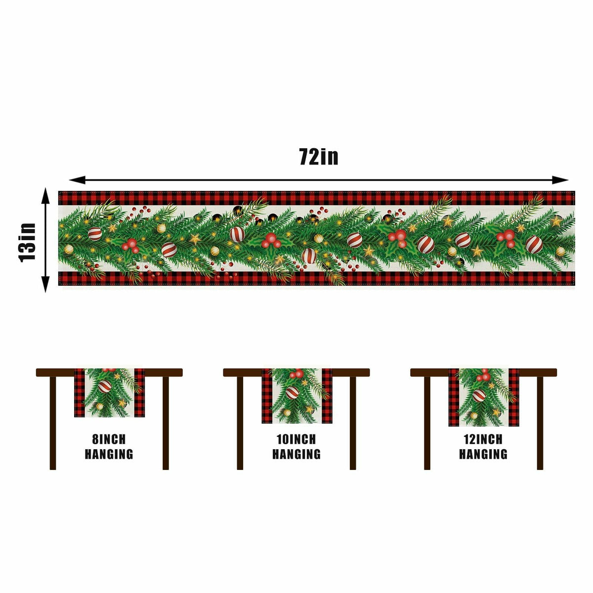 Linen Christmas Table Runner Winter Xmas Decorations 13x72 Inch