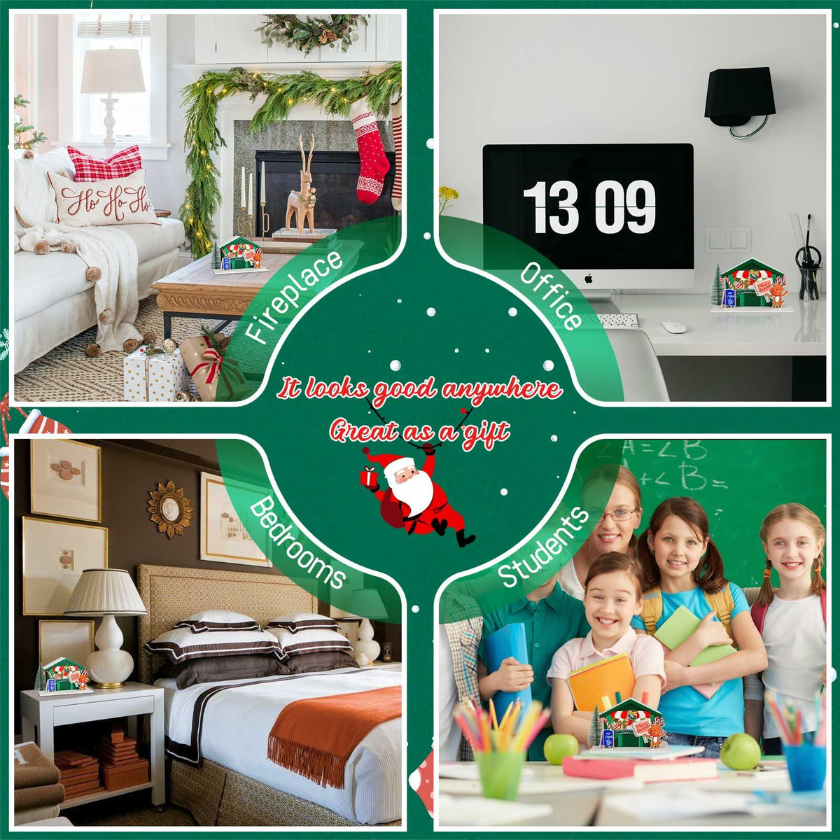 [Like New] Zqoyn LED Christmas Village House Decor Set Deer Indoor Table Decor