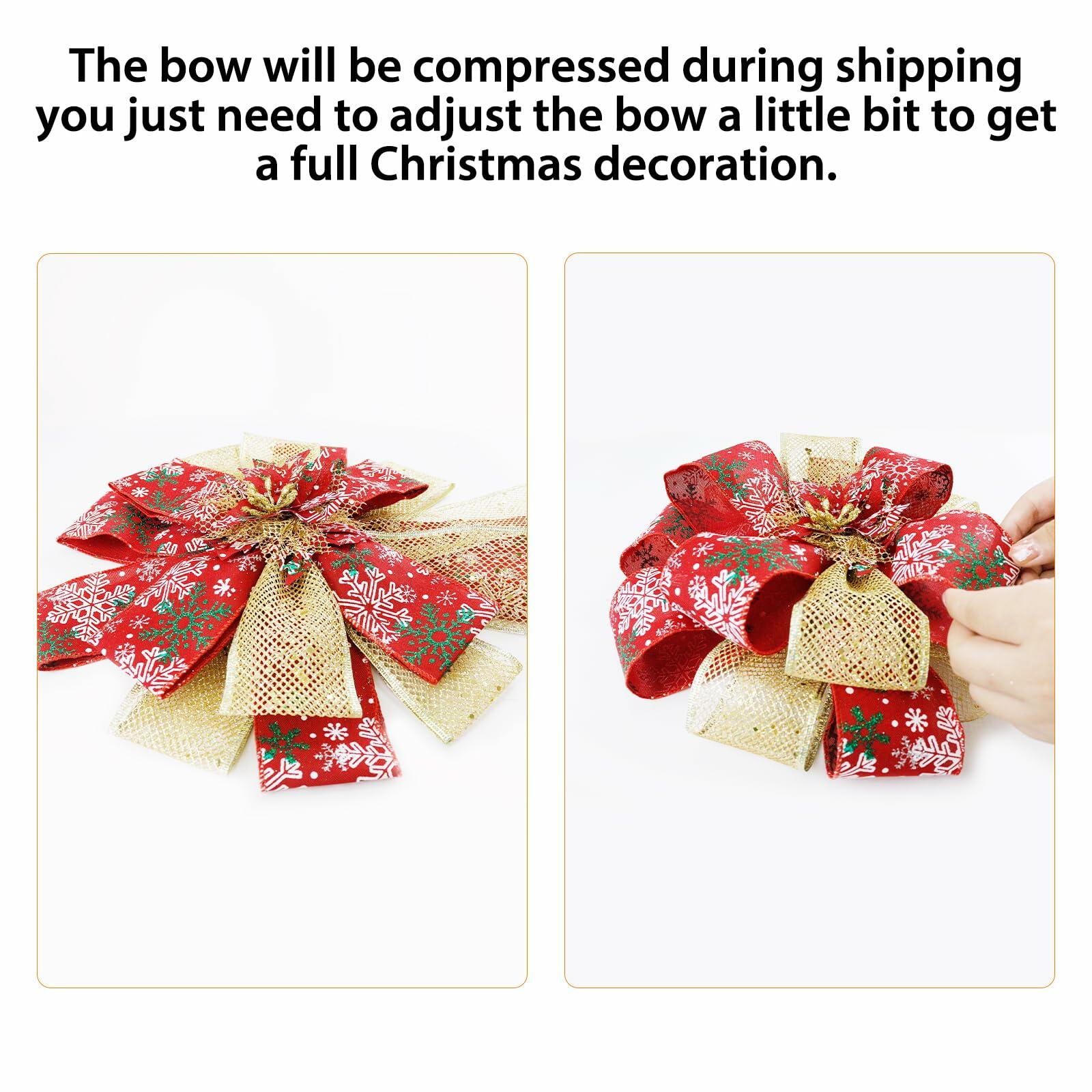 Filltown Christmas Tree Topper Bow 53x13 Inch Red & Gold Xmas Ornament