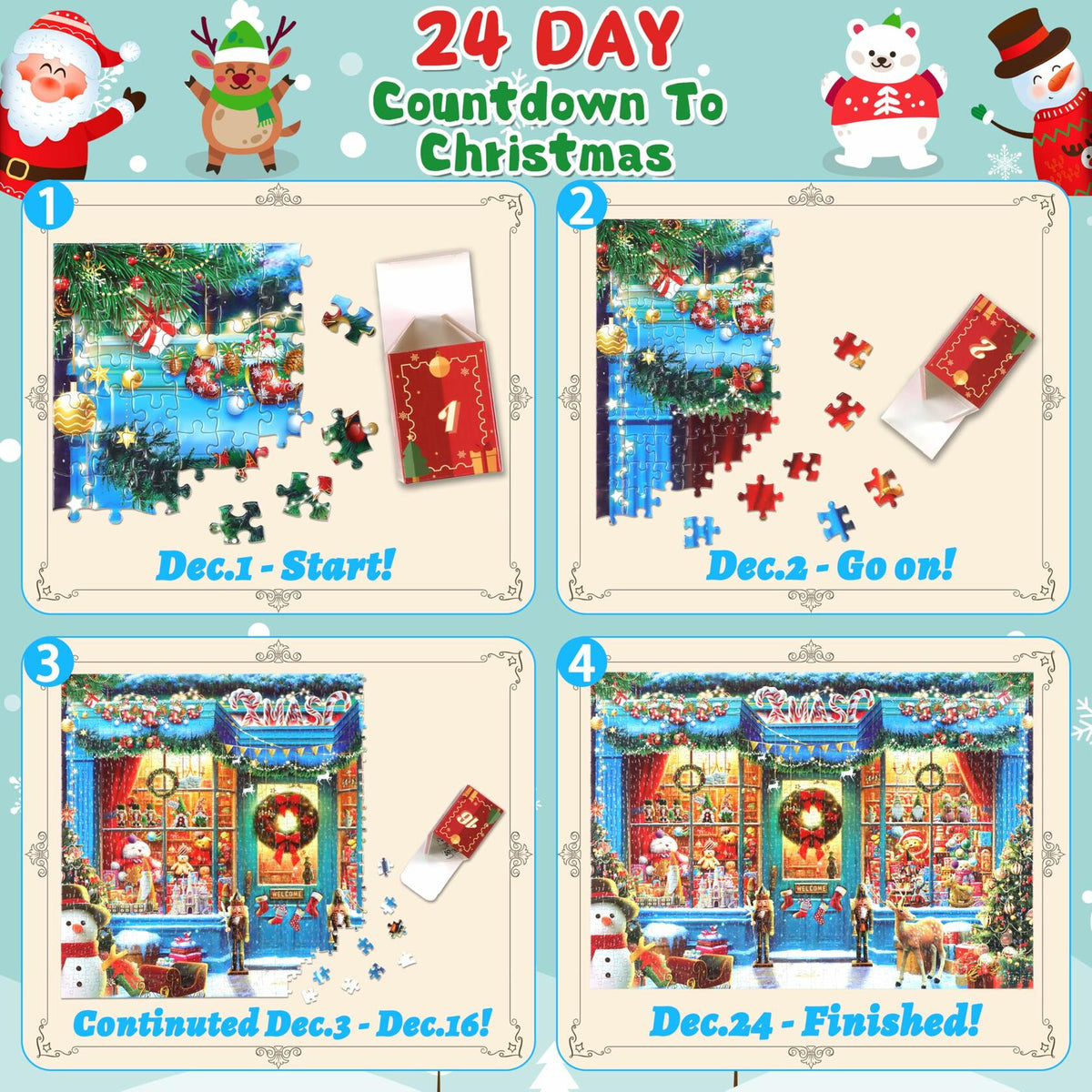 XMAS SHOP Advent Calendar Puzzle 1008 Pieces 24 Parts Christmas 2025
