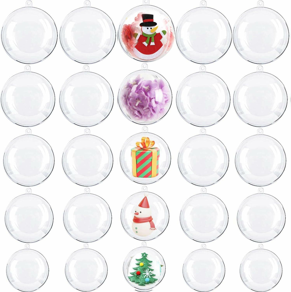 [Like New] Ranchbtn Clear Plastic Fillable Ornaments 25 Pcs 5 Sizes Transparent DIY