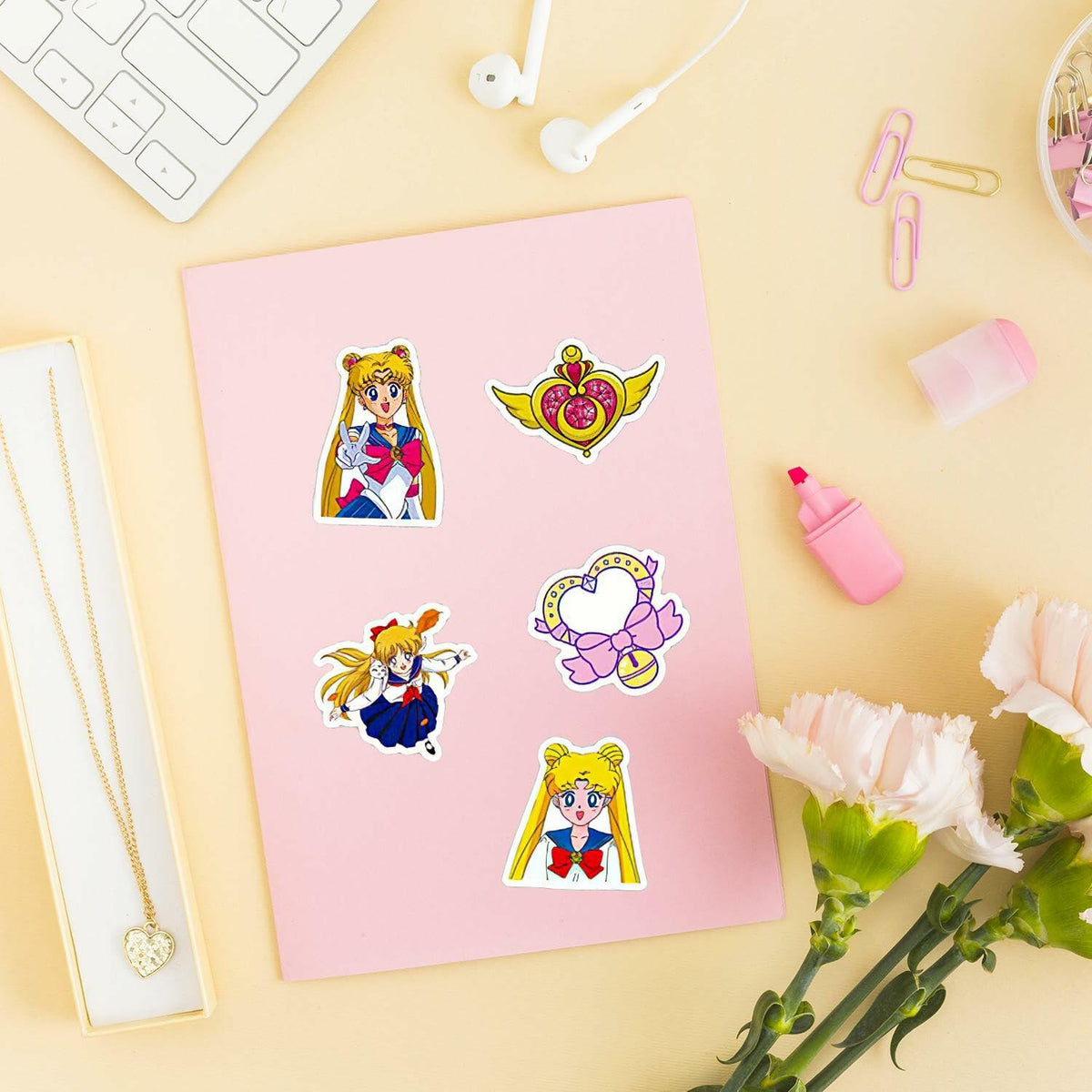 Babymiu Anime Moon Stickers 200 Pcs Vinyl Decals Party Supplies BA189
