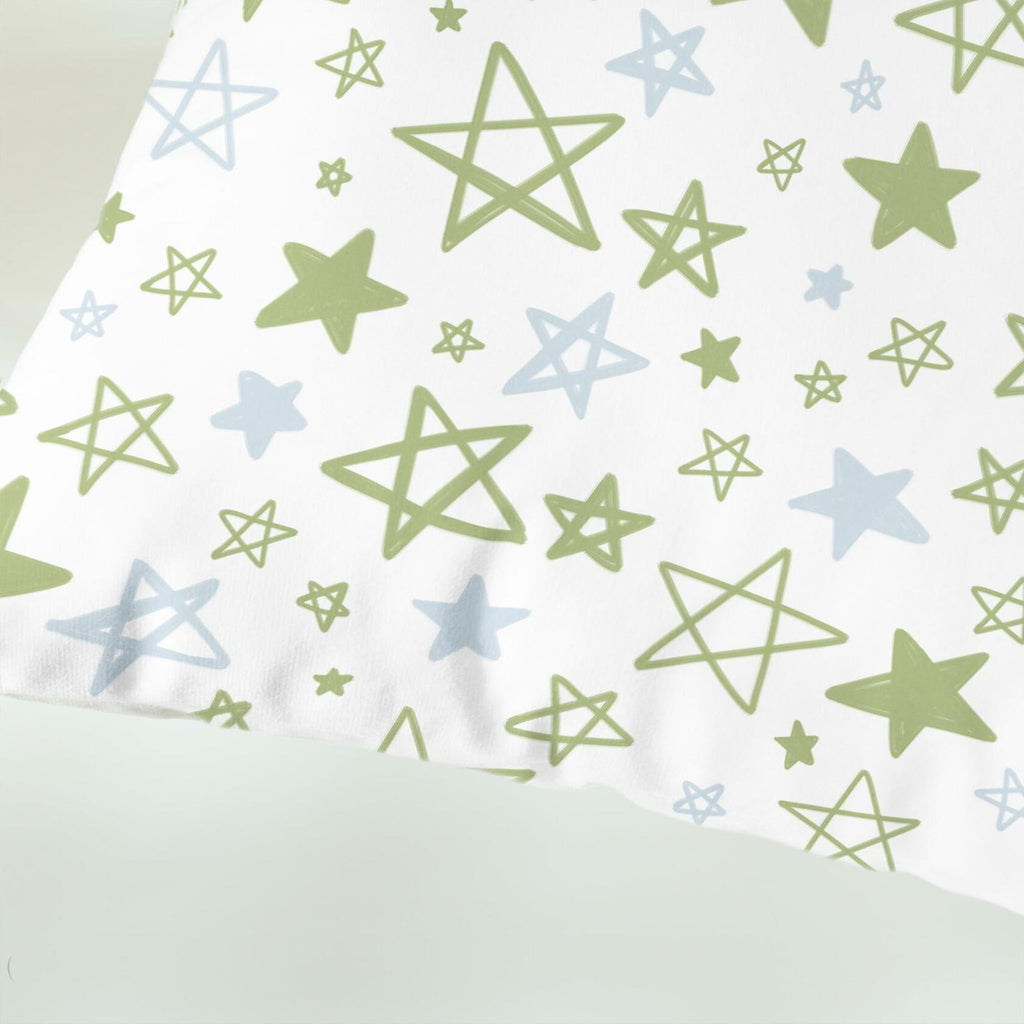 CaliTime Throw Pillow Covers Pack of 2 Cozy Fleece Stars 18x18in Sage Green