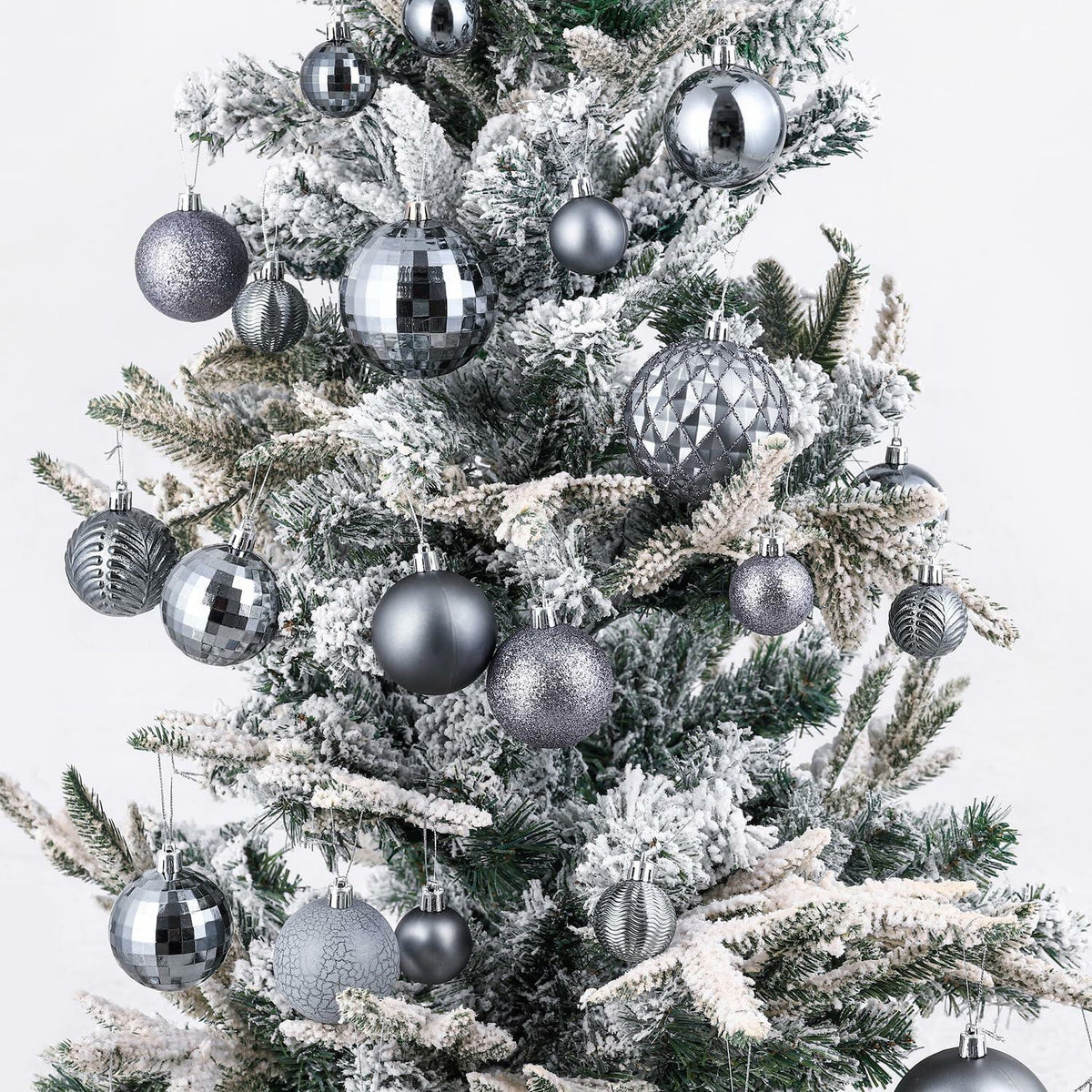 LANGXUN 36pcs Grey Christmas Tree Decorations Balls Shatterproof Ornaments