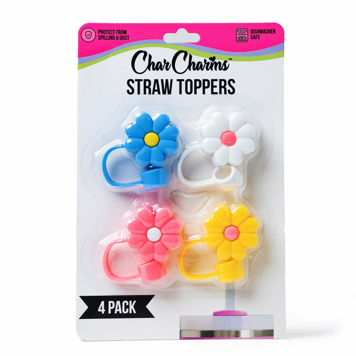 CharCharms Straw Toppers for 10mm 30oz 40oz Stanley Cup Tumbler Flower