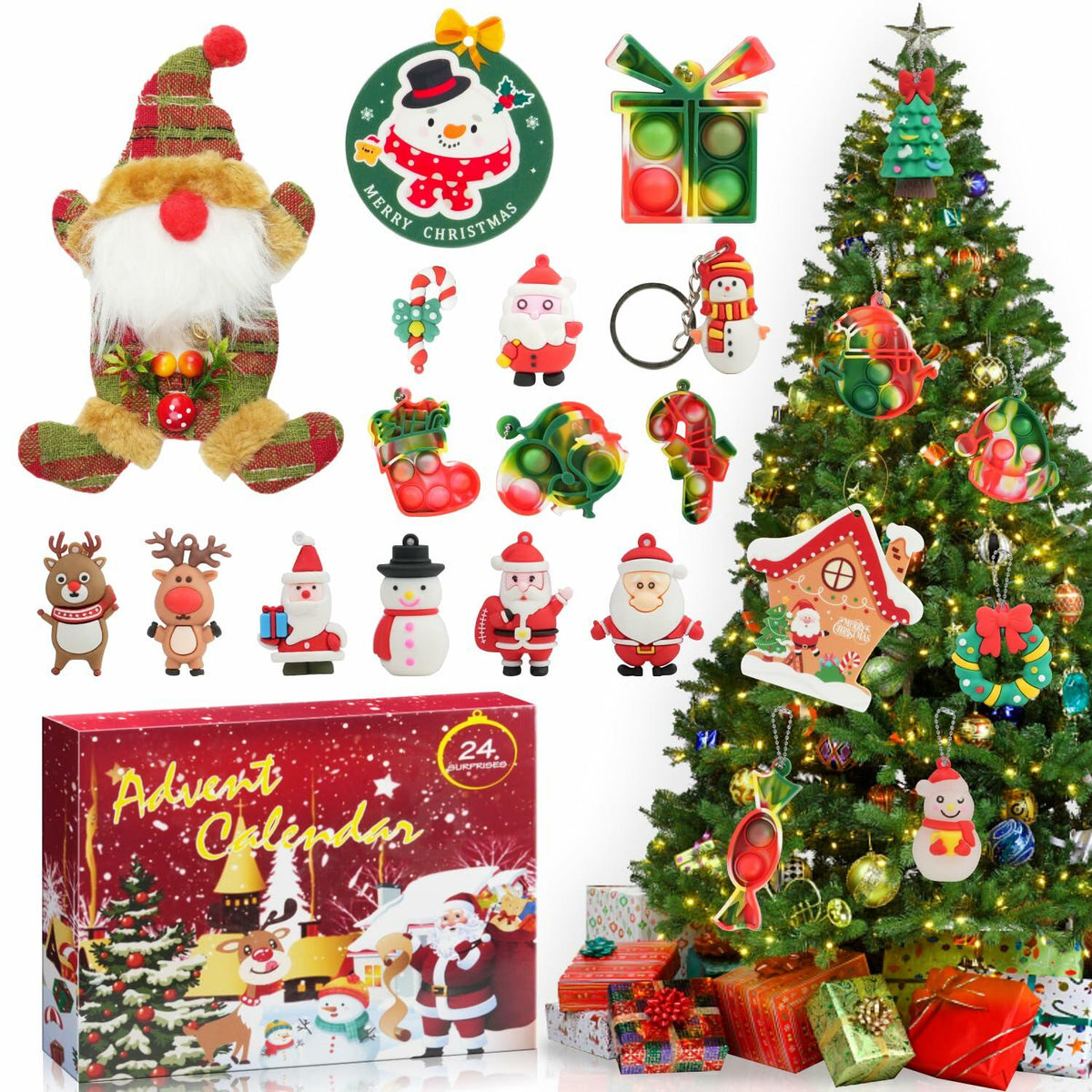 [Like New] BUSY DINOS Advent Calendar 2024 24 Days Christmas Tree Pendant Decoration