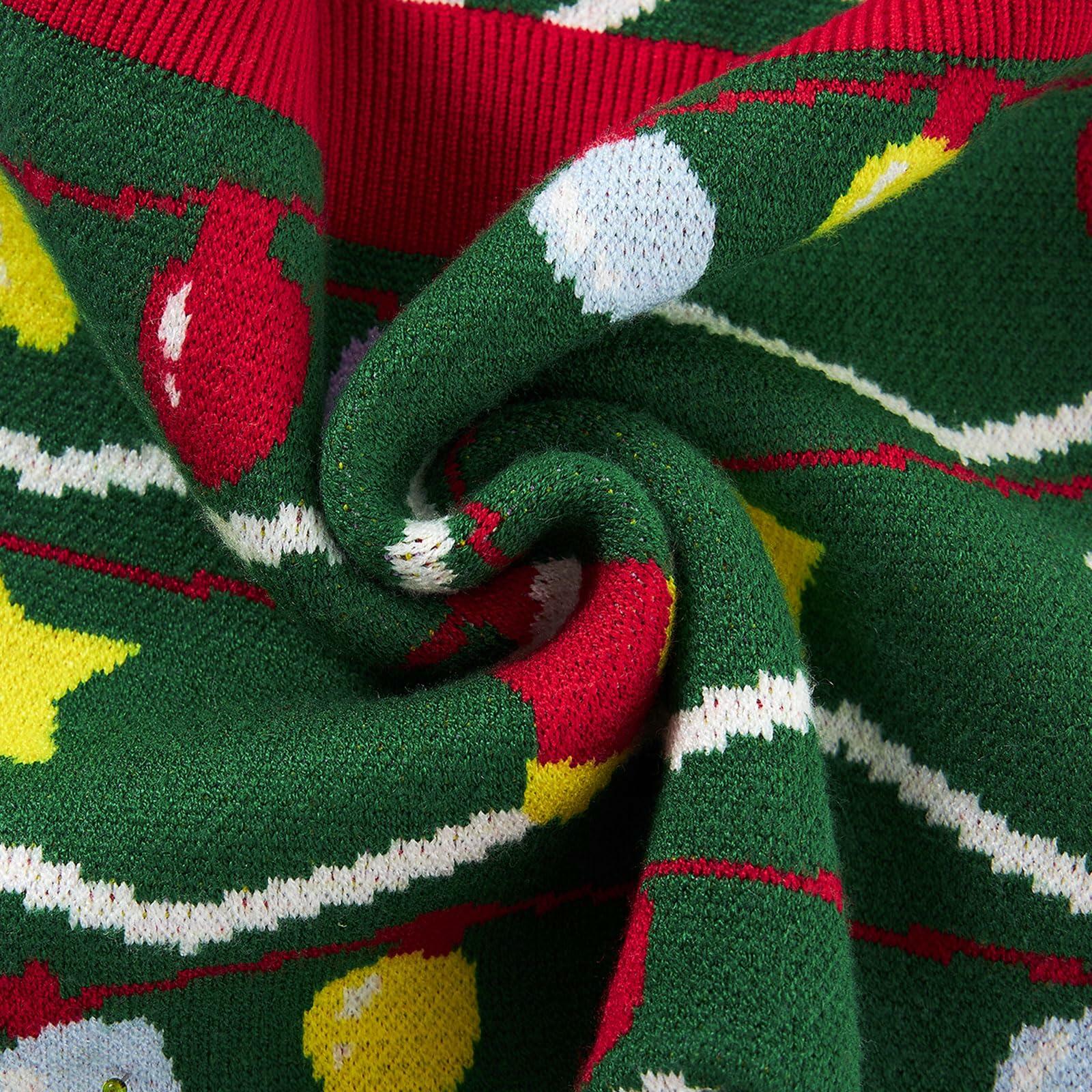 SunFocus Baby Boys Christmas Sweater Romper Green Colorful Lights Size 6-12M