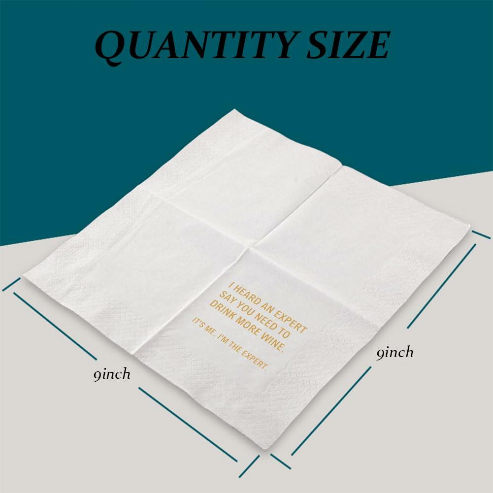 VOWFOO Funny Quote Cocktail Napkins 100pcs 4.5x4.5in 2-ply White