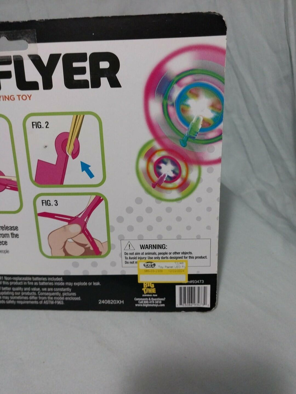 Big Time Toys LED Flyer Flying Toy 2 Launchers Battery Included Plastic