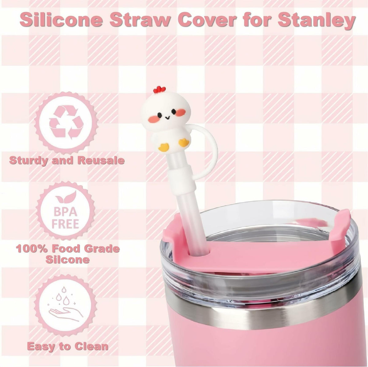 IN Chenthy 8 Pcs Silicone Animal Straw Topper for Stanley 30&40 Oz Tumbler