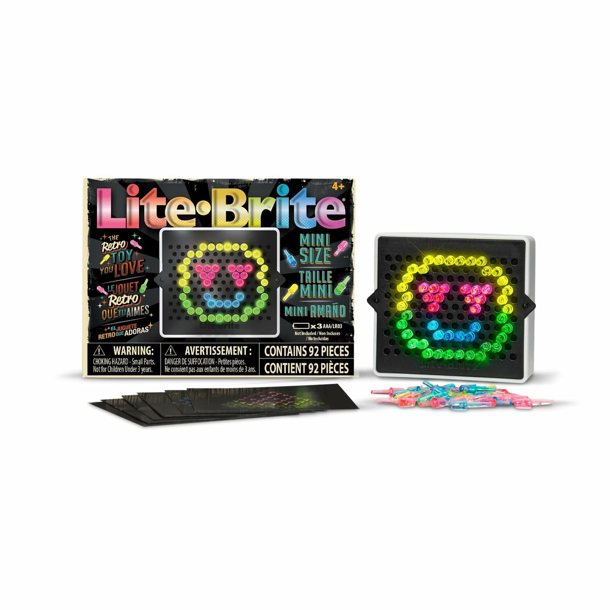 Basic Fun Mini Lite Brite Refresh 90 Pieces Colorful Pegs Light Up Toy