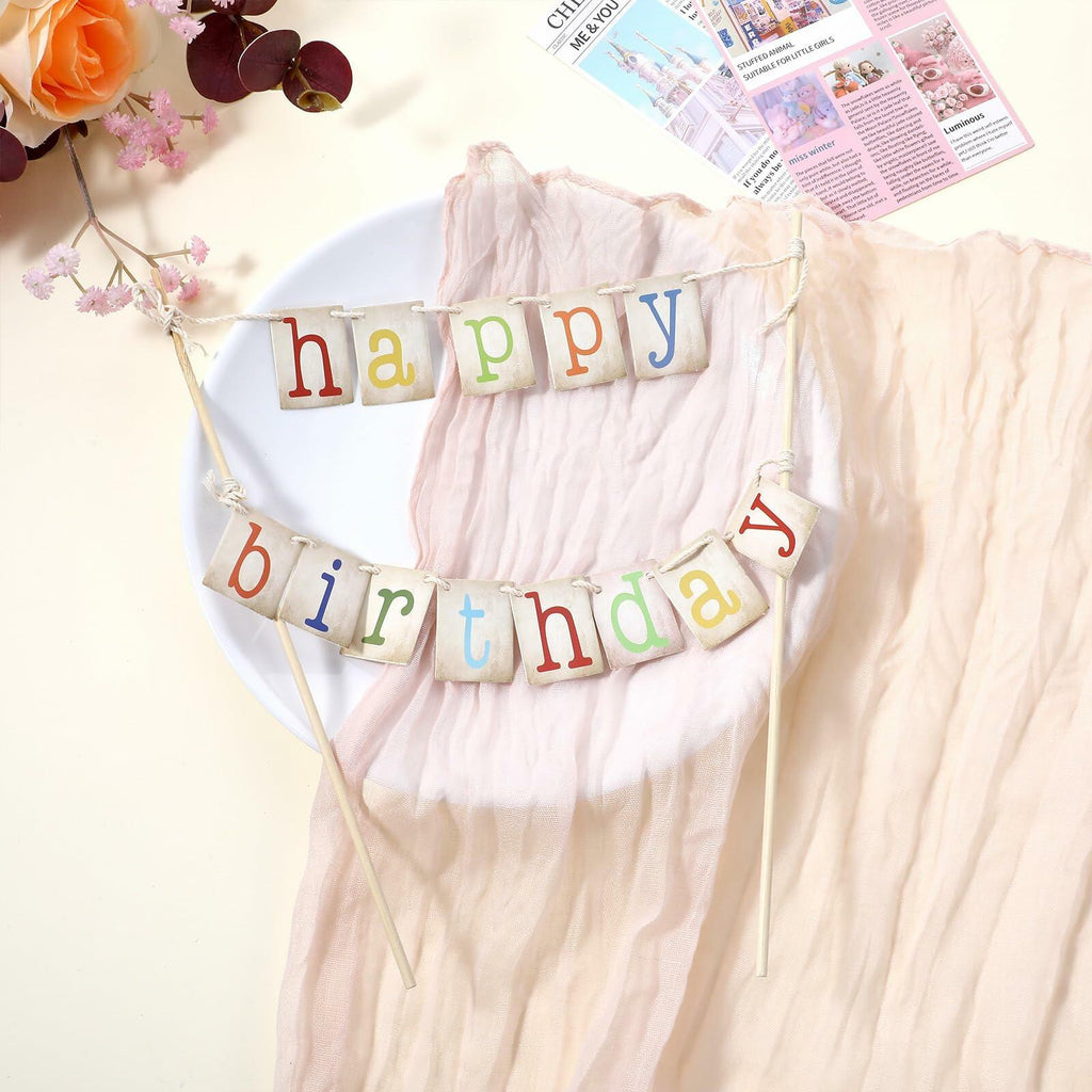 Cobee 2 Pcs Happy Birthday Banner Pull Flag Hanging Flags Party Decor Style B