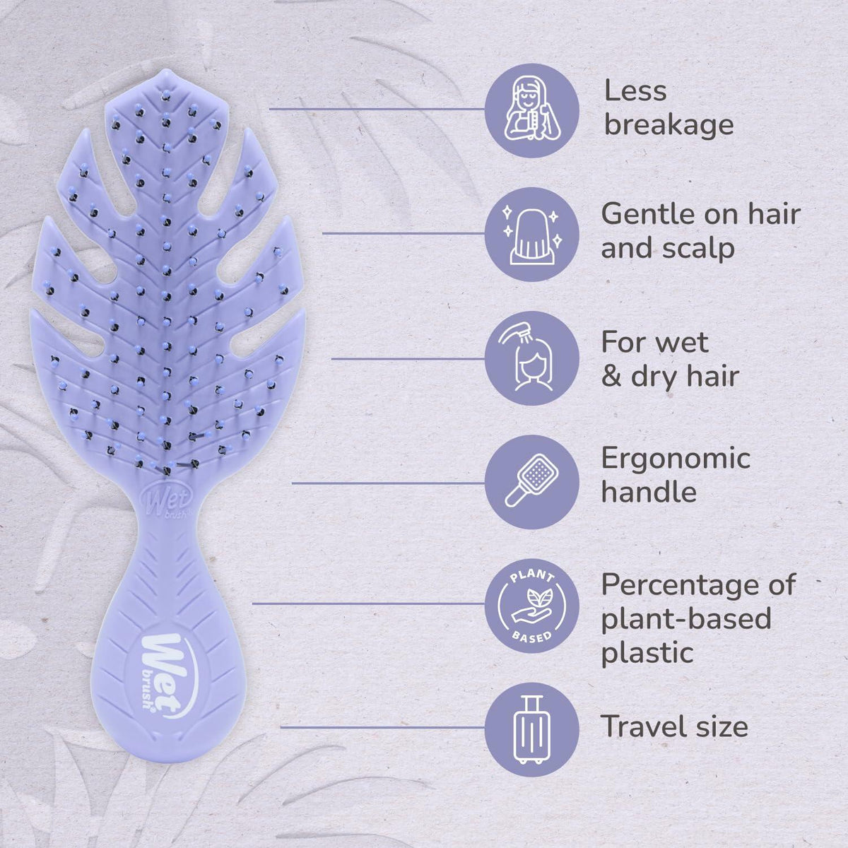 [Like New] Wet Brush Go Green Mini Detangler Hair Brush Purple Travel Size
