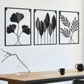 [Like New] KHJCXS Black Metal Leaf Wall Art Decor Modern Minimalist 3pcs