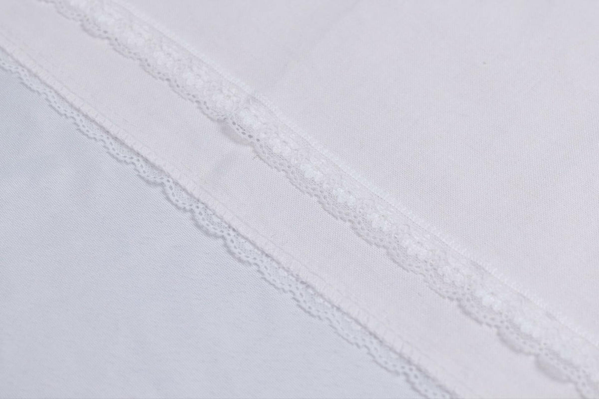 Cloth Dinner Napkins with Lace - Linen Rayon Cotton Blend -White