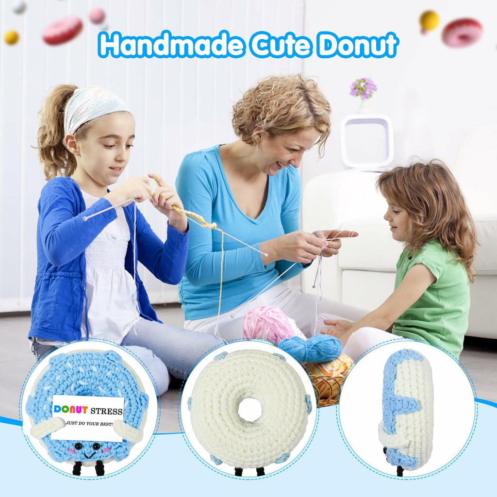 RQWZBCHX Handmade Crochet Donut Stress Toy Pink Cute Motivational Gift
