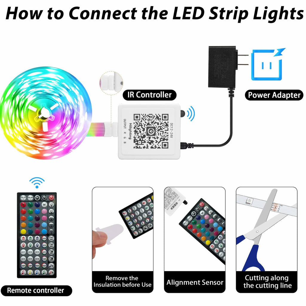 GANZQH Smart RGB USB Strip Lights 15.10FT Multicolor Music Theme