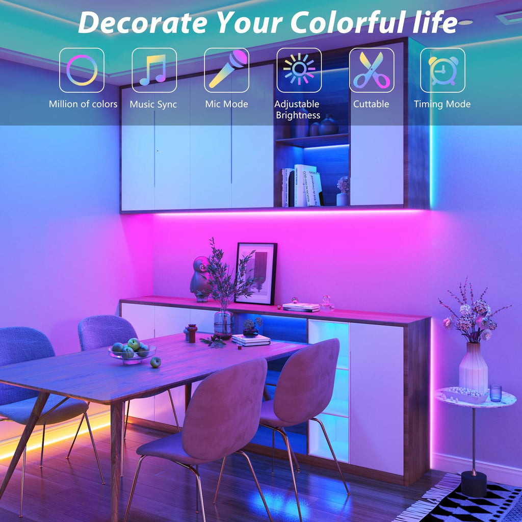GANZQH RGB Strip Lights 15.20FT USB Powered Smart App Remote Control Multicolor