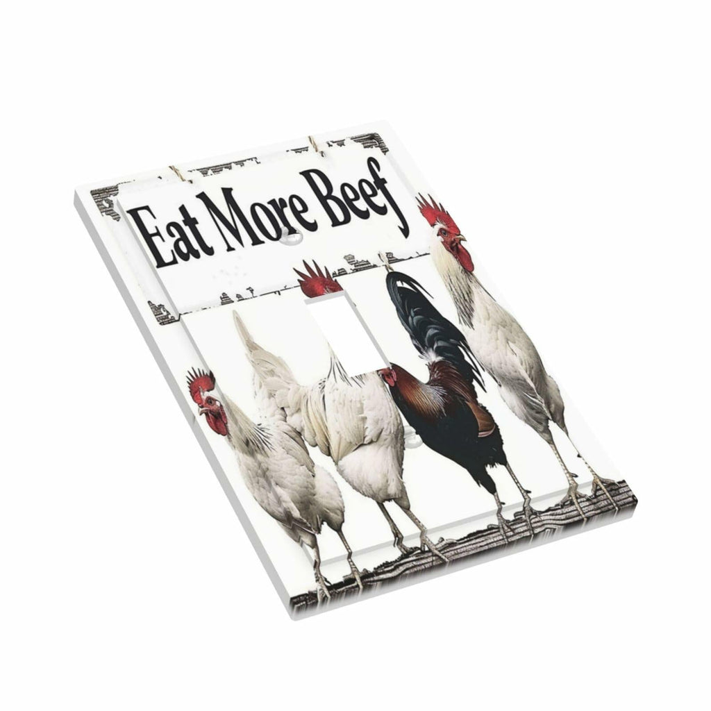 DWBGUO Decorative Rustic White Rooster 1 Gang Outlet Cover Plate