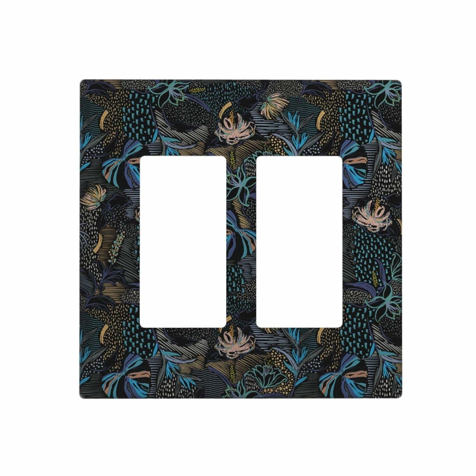 Thsanju Morris Tropical Leaf Double Rocker 2 Gang Switch Cover Dark Green Blue