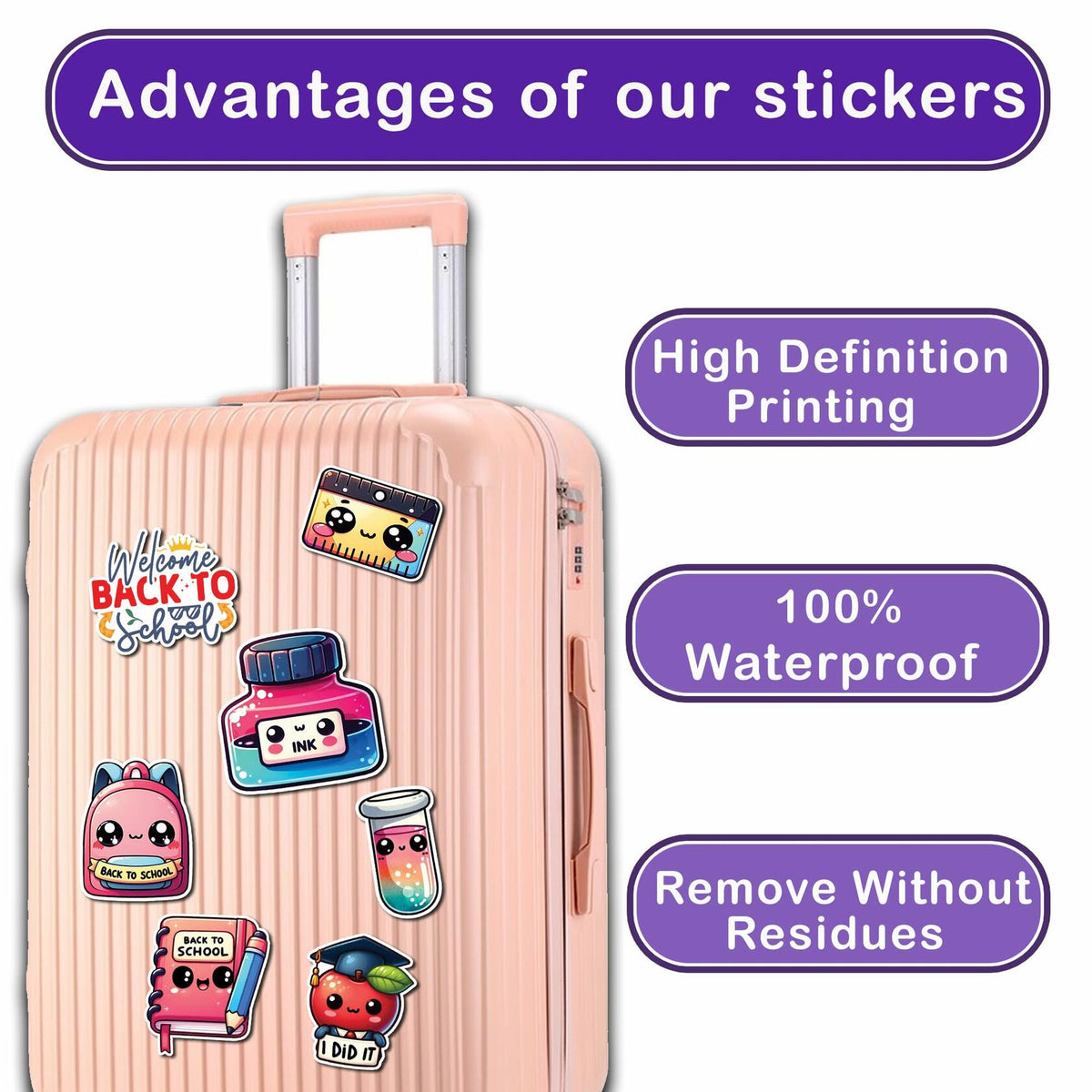 WESILY 50 PCS Summer Teacher Reward Waterproof Vinyl Stickers Cute Beach