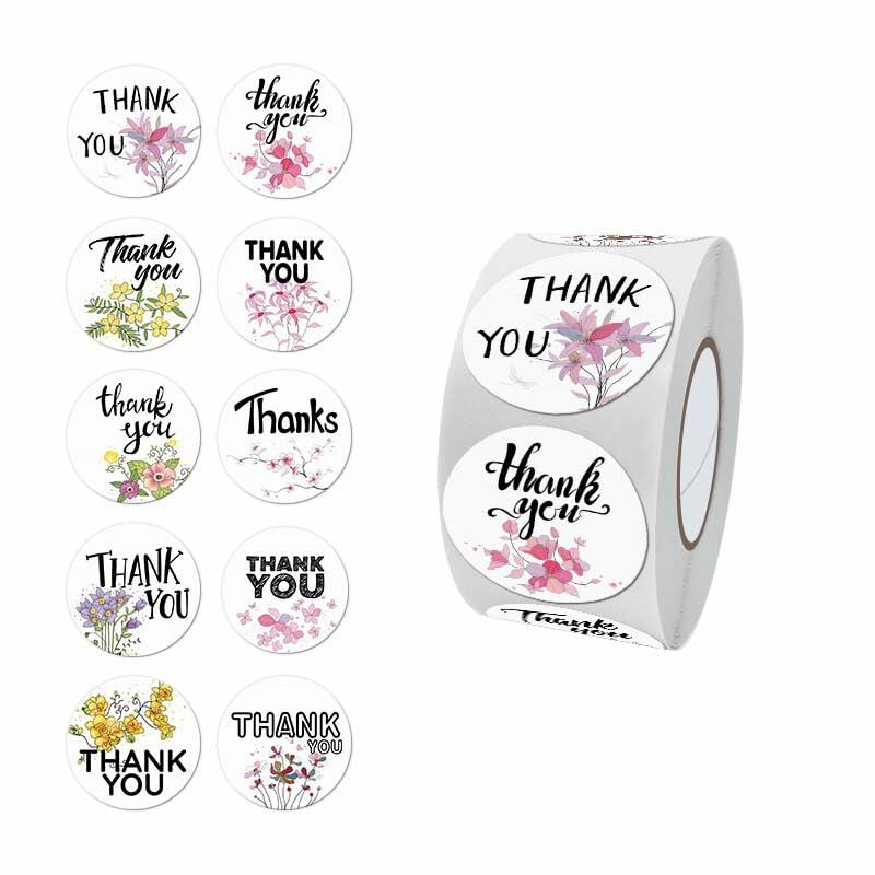 DNYMJBO 500 PCS Thank You Stickers 10 Floral Designs 1 Inch #A243