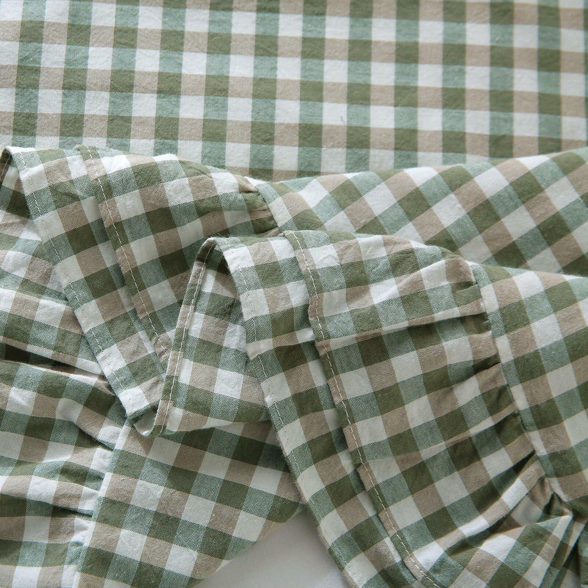 Aryeleay 2 Pack Sage Green White Plaid Ruffle Pillow Shams Cotton 20x20