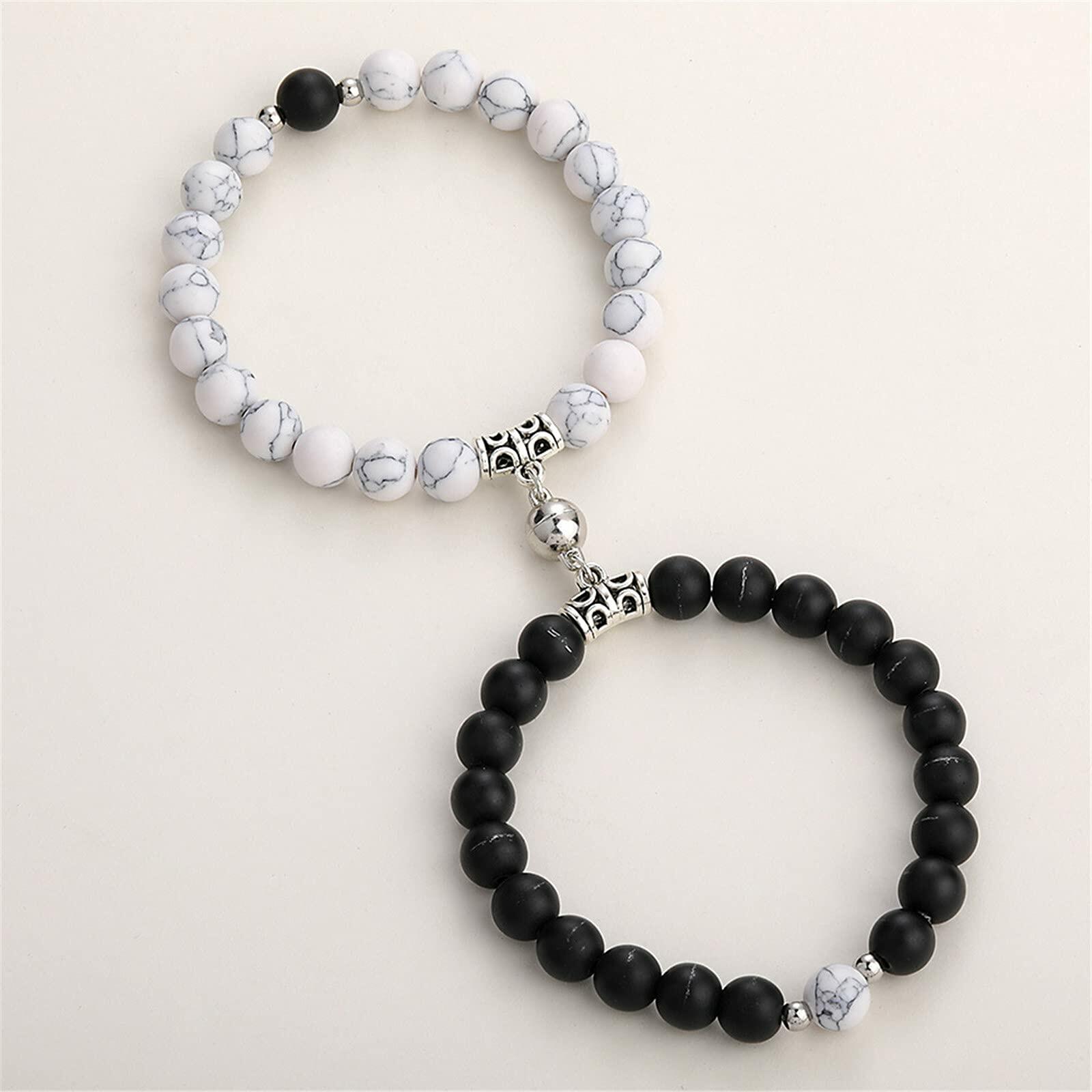 Natural Stone Chakra Tiger Eye Beads Bracelet Set Pink 2Pcs Unisex