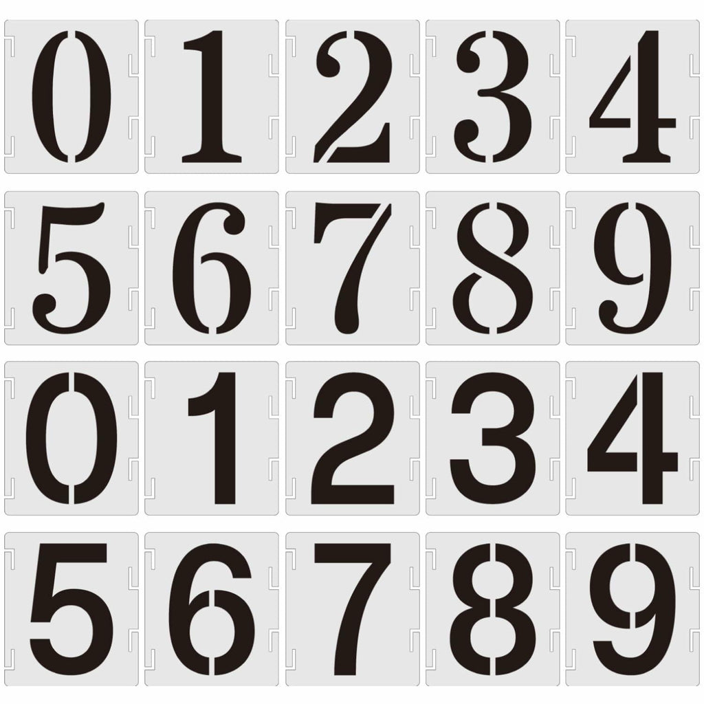 Duozea 4 Inch Number Stencils Set Plastic Reusable Templates for Painting