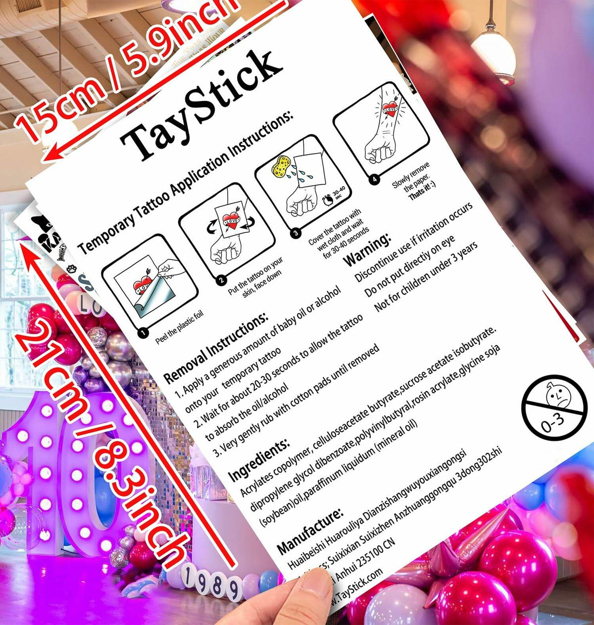 TS Music Album Temporary Tattoos 4 Sheets Birthday Party Favor Set