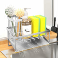 Vanwood Kitchen Sink Caddy Sponge & Brush Holder Stainless Steel Silver