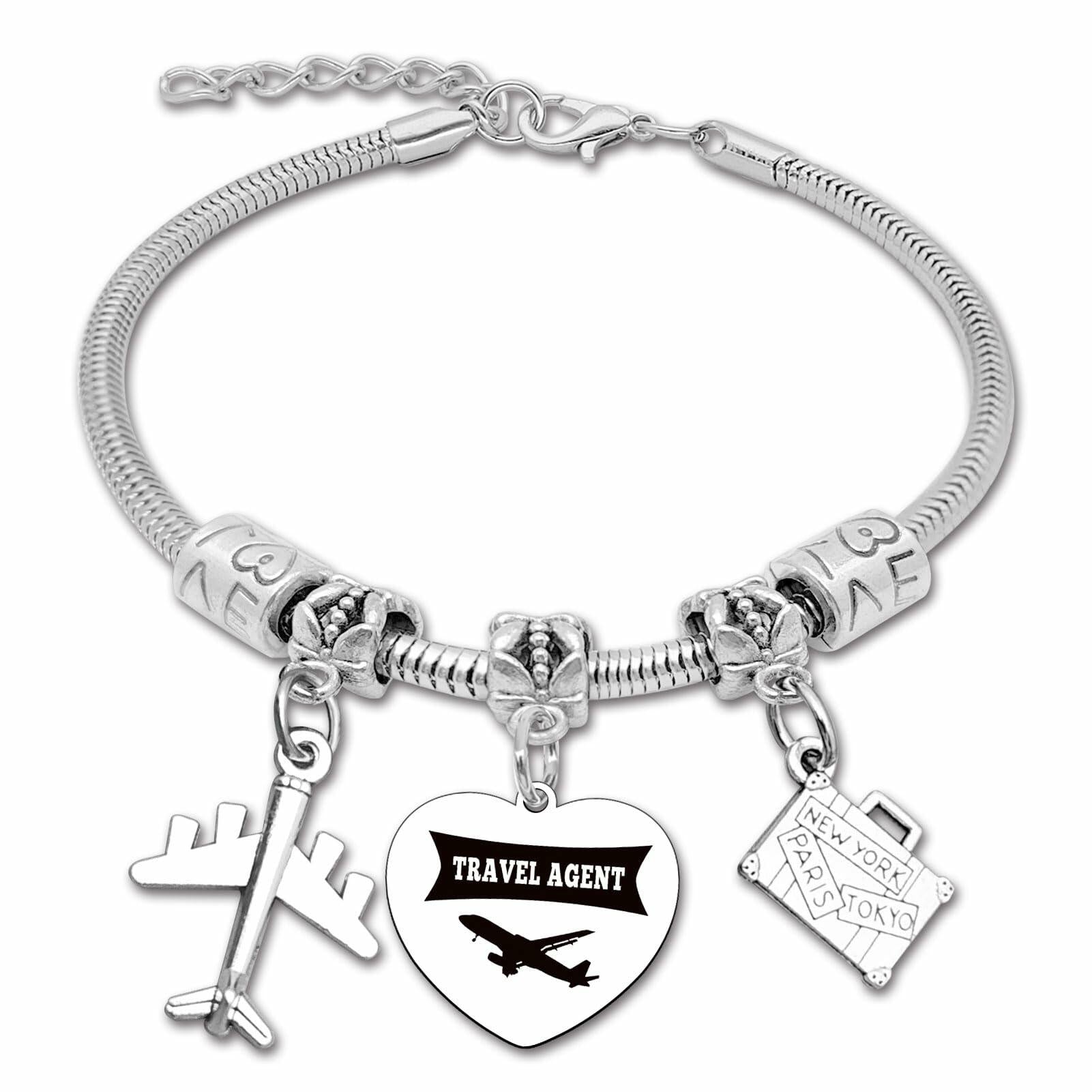 DlaeKua Travel Lover Stainless Steel Bracelet Women Memories Along The Way