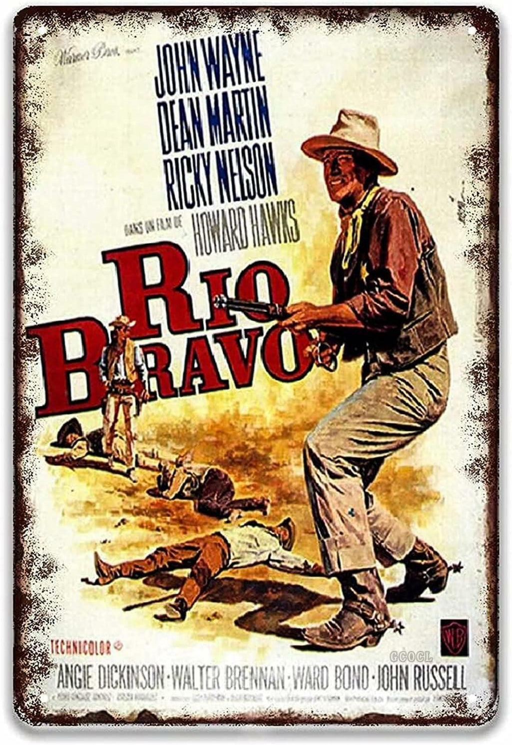 GCOCL Western Cowboy Vintage Movie Poster Metal Tin Sign Red 8x12 Inches
