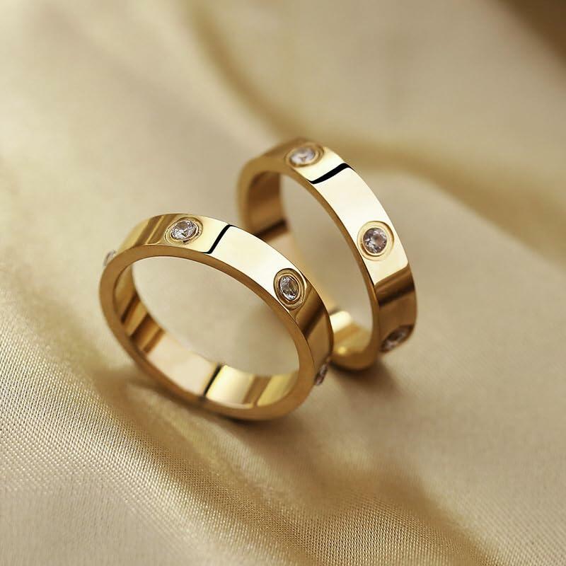 YNAAIAA 18K Gold Silver Diamond Cubic Zirconia Promise Ring Gold 10