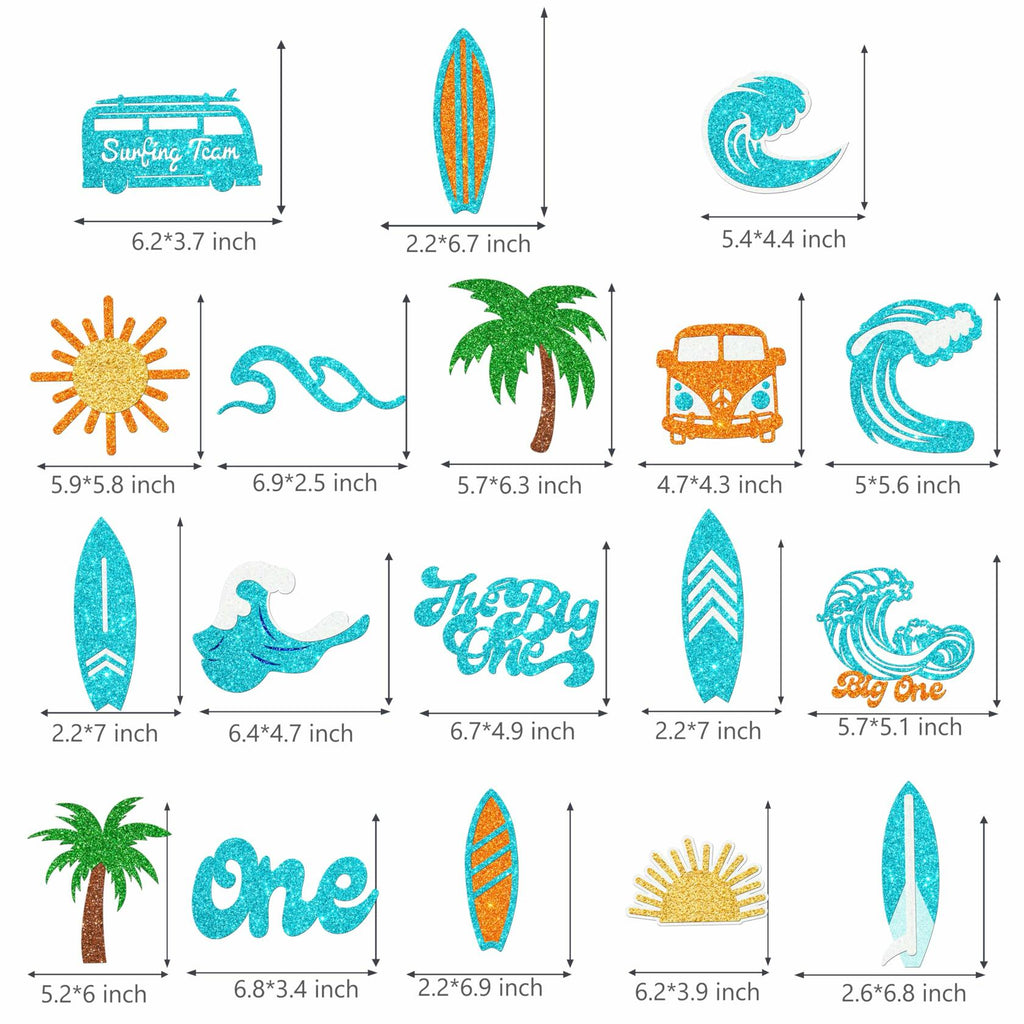 C L cooper life 18pcs Blue Glitter Surfing Centerpiece Sticks Foil Decor