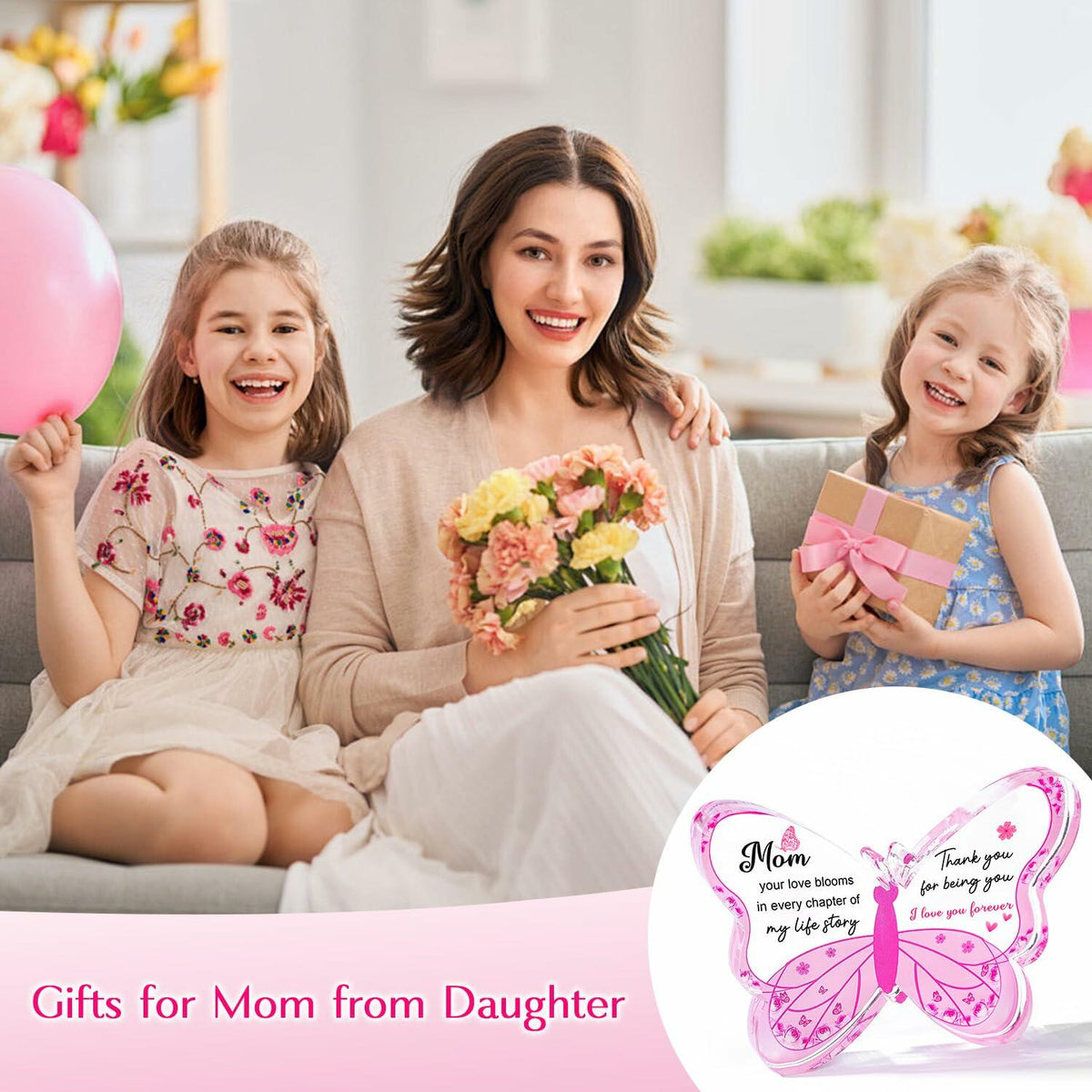 ilifemate Acrylic Butterfly Plaque Mom Gift 5.12x3.54x0.6 inch Transparent