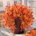 ZFProcess Artificial Fall Daisy Mums Silk Flowers 2PCS Fall Orange UV Resistant