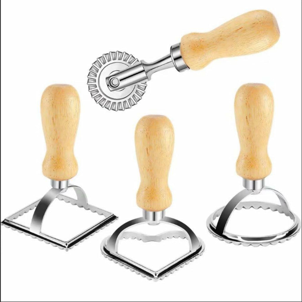 zeite Pasta Press Maker Stamp Set Round Square Heart Ravioli Mold Silver