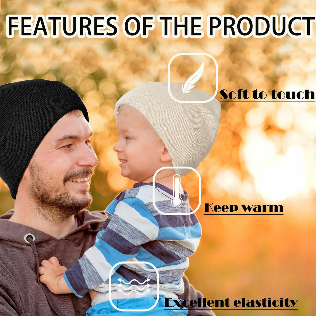 Zion Praiser 2PCS Family Beanie Hat Parent-Child Winter Knitted Warm Black