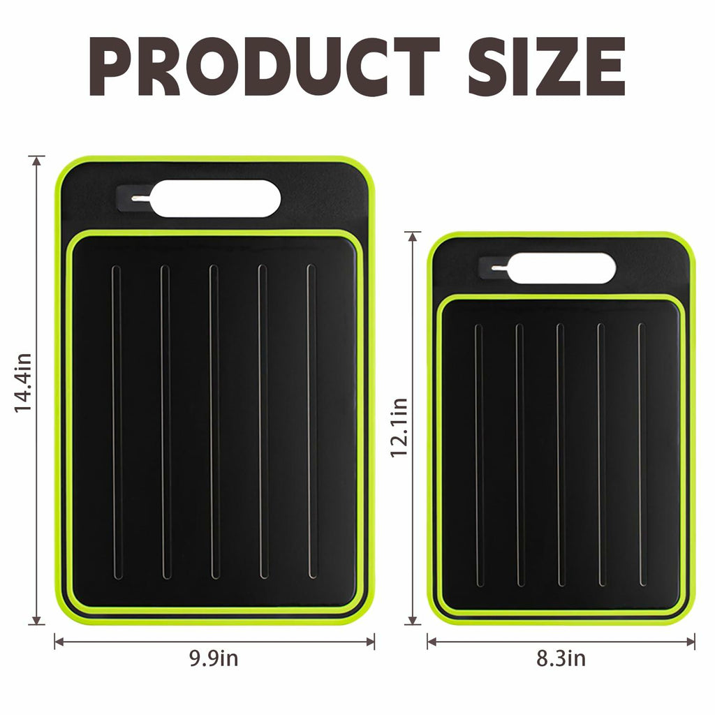 AOWBCGD Cutting Board Double Sided 2 Pcs Large+Small Black Stainless Steel